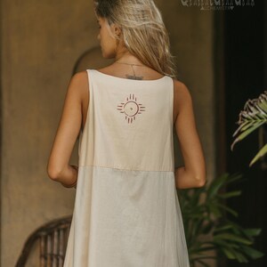 Organic Cotton Boho Dress ∆ Women Maxi Dress ∆ Ceremonial Clothes Cream Modest Dress by Chintamani ∆ Ibiza Bohemian Outfit / Ivory image 5