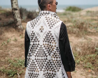 Burner Boho Vest ∆ Men Sleeveless Jacket ∆ Festival Clothes Tunic Tribal Man Clothing ∆ Goa Tulum Outfit ∆ High Low Long Tail Tank Top