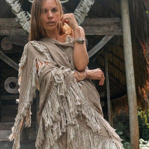 Boho Shawl ∆ Fringe Bohemian Scarf Women ∆ Hippie Boho Clothing Organic Shawl ∆ Eco Earthy Gypsy Triangle Cotton Scarf Wrap Cover Up / Sage image 18