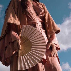 Pink Boho Kimono Cardigan for Women ∆ Bohemian Robe Tribal Ibiza Wrap Cape ∆ Raw Cotton Cover Up Gown by Chintamani Alchemy / Dusty Rose image 13