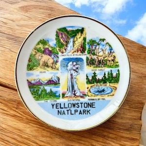 Vintage Yellowstone National Park Souvenir Plate - Yellowstone Collector Plate