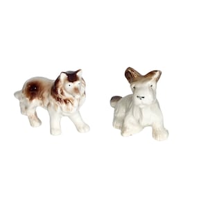 Vintage pair of  Porcelain Dog Figurines - Small Collie and Terrier