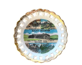 Vintage Souvenir Collector Plate- Rocky Mountains - Vintage Souvenir - Collectable Plate
