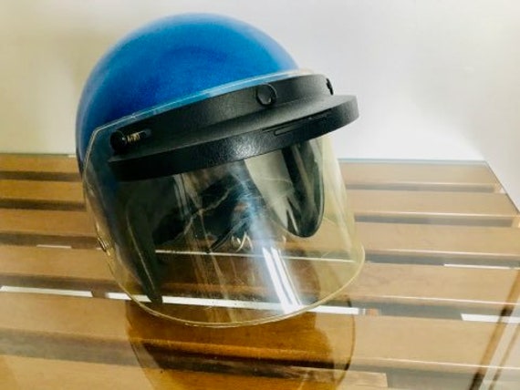 Vintage Blue Glitter Metalflake Motorcycle Helmet