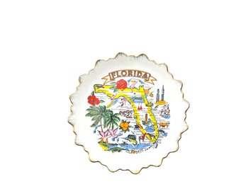 Vintage Collector Souvenir Plate -  Florida Souvenir Plate - Vintage Souvenir