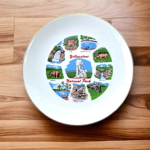 Vintage Collector Souvenir Plate -  Yellowstone National Park Souvenir Plate - Plate Collector