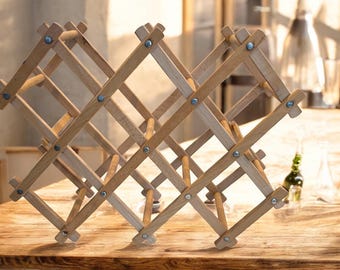 Vintage Wooden Wine Rack - MCM Folding Wine Rack