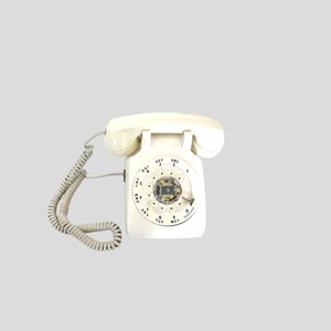 Vintage Rotary Dial Desk Telephone - Rare White  -Check out all of our vintage telephones