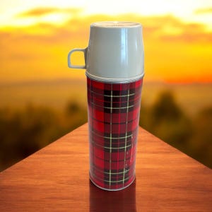 Vintage Thermos -  Retro Plaid Style Thermos