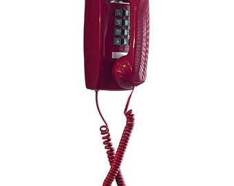 Vintage Wall Telephone - Push Button telephone in fantastic Red color - wall Phone