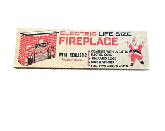 Vintage 1960's Cardboard Christmas Electric Fireplace - Toymaster - Unused/Never Opened