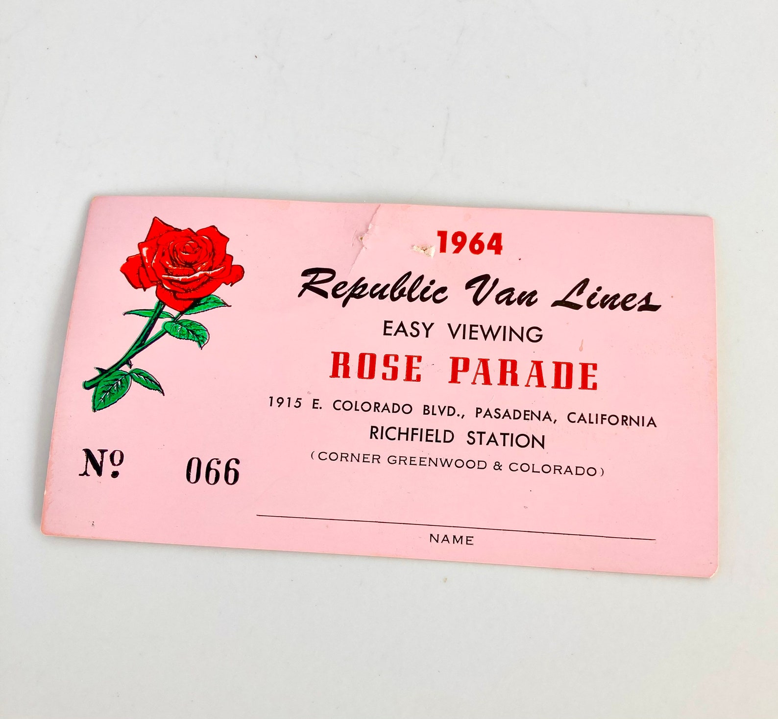 Vintage Rose Parade Ticket 1964 Rose Parade Vintage Ticket Etsy