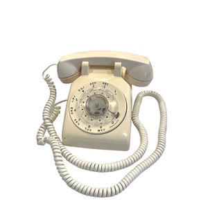 Vintage Rotary Dial Desk Telephone - Rare White  -Check out all of our vintage telephones