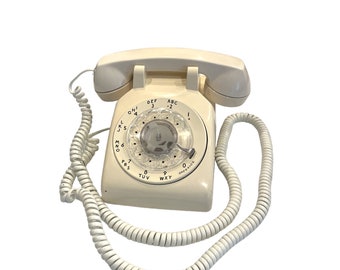 Vintage Rotary Dial Desk Telephone - Rare White  -Check out all of our vintage telephones