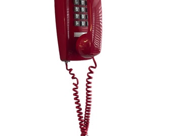 Vintage-Wandtelefon – Drucktastentelefon in fantastischer roter Farbe – Wandtelefon