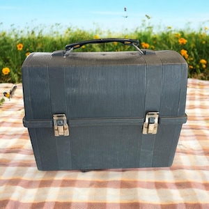Vintage Thermos Lunch box - Black Old School Lunchbox