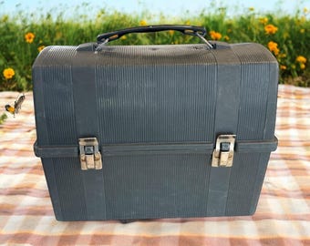 Vintage Thermos Lunch box - Black Old School Lunchbox