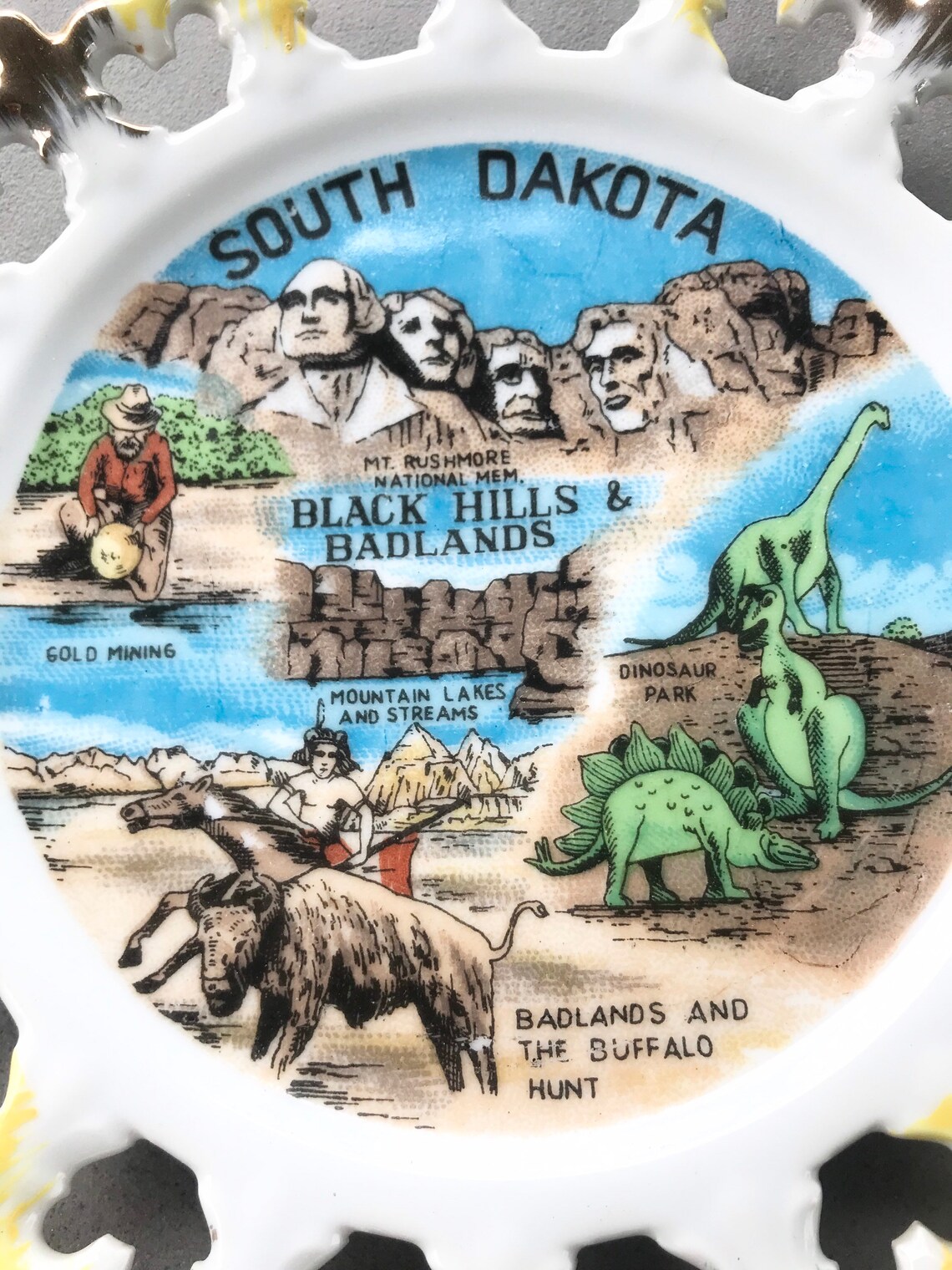 Vintage South Dakota Souvenir Plate - Etsy
