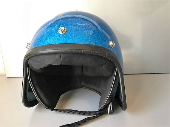 Vintage Helmet - Metal flake Flared Motorcycle He