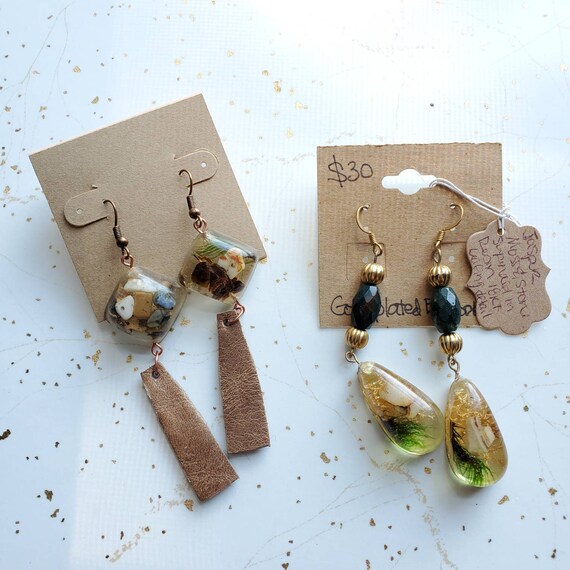 Handmade resin bead earrings