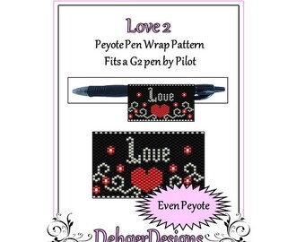 Peyote Beading Pattern (Pen Wrap/Cover)- Love 2