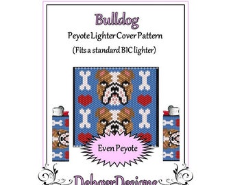 Bead Pattern Peyote(Lighter Cover)-Bulldog