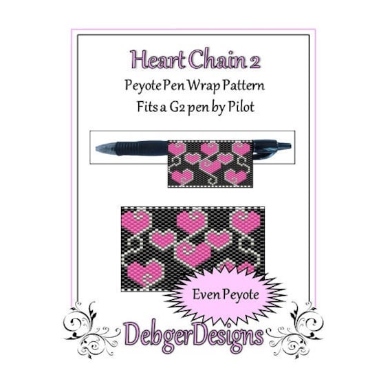Peyote Beading Pattern pen Wrap/coverheart Chain 2 