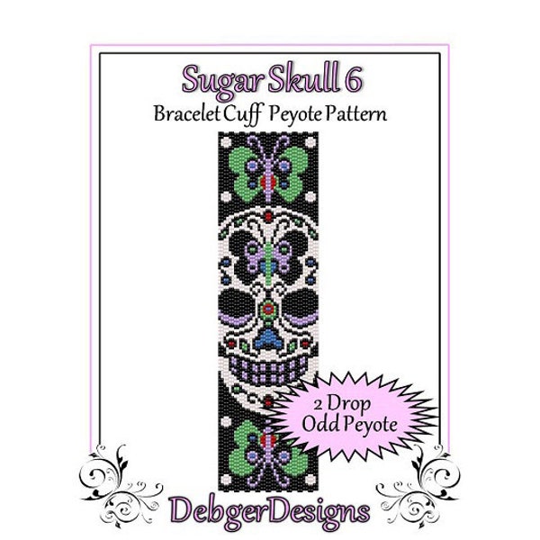 Bead Pattern Peyote(Bracelet Cuff)-Sugar Skull 6