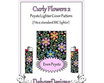 Bead Pattern Peyote(Lighter Cover)-Curly Flowers 2