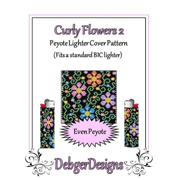 Bead Pattern Peyote(Lighter Cover)-Curly Flowers 2