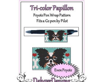 Modello di perline Peyote (involucro/copertura per penna) - Papillon tricolore