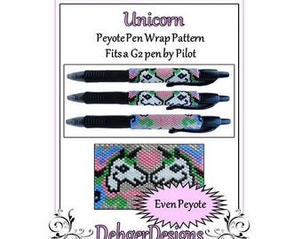 Peyote Beading Pattern (Pen Wrap/Cover)-Unicorn
