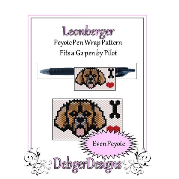 Peyote Beading Pattern (Pen Wrap/Cover)-Leonberger