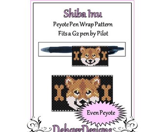 Peyote Beading Pattern (Pen Wrap/Cover)-Shiba Inu