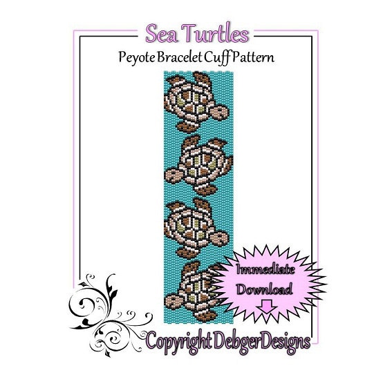 DIY Bead Embroidery Kit Tropical Sea Turtle DIY Gift Idea