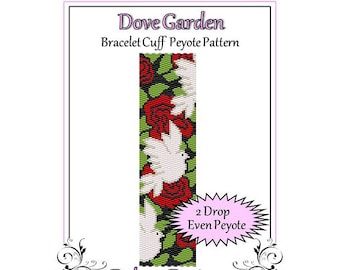 Bead Pattern Peyote(Bracelet Cuff)-Dove Garden