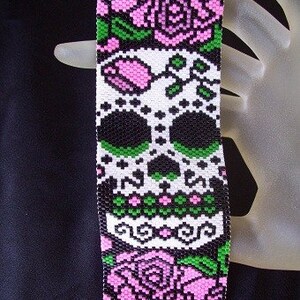 Bead Pattern PeyoteBracelet CuffSugar Skull image 2