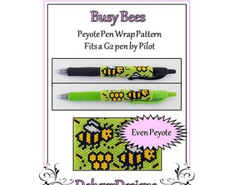 Bead Pattern Peyote(Pen Wrap/Cover)-Busy Bees