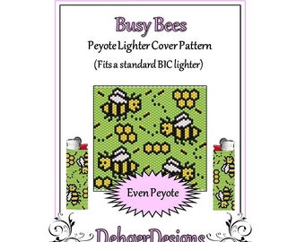 Bead Pattern Peyote(Lighter Cover)-Busy Bees