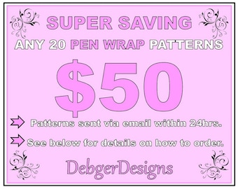 SUPER SAVING - Pen Wrap peyote beading patterns 20 for 50 Dollars