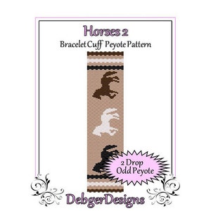 Bead Pattern Peyote(Bracelet Cuff)-Horses 2