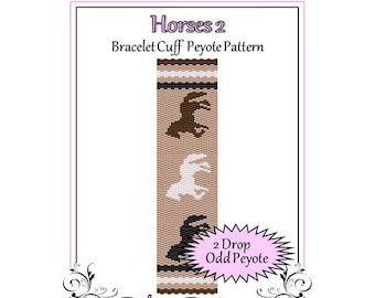 Bead Pattern Peyote(Bracelet Cuff)-Horses 2