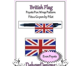 Peyote Beading Pattern (Pen Wrap/Cover)- British Flag