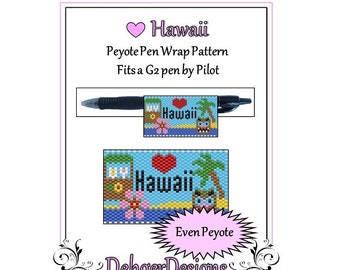 Peyote Beading Pattern (Pen Wrap/Cover)-Love Hawaii