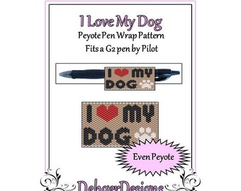 Bead Pattern Peyote(Pen Wrap/Cover)-I Love My Dog