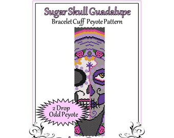 Perlenmuster Peyote(Bracelet Cuff)-Sugar Skull Guadalupe