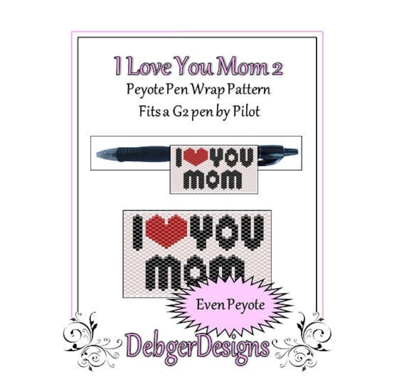 Bead Pattern PeyotePen Wrap/CoverI Love You Mom 2 image 1