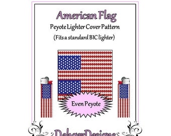 Bead Pattern Peyote(Lighter Cover)-American Flag