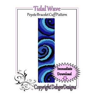 Pärlmönster Peyote (Armbandsmanschett) - Tidal Wave