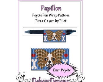 Motivo con perline Peyote (involucro della penna/copertina)-Papillon